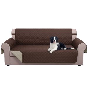 U-NICE HOME Reversible Sofa Cover 3-Seater, Washable, Water Repellent, Elastic Straps, Chocolate/Beige